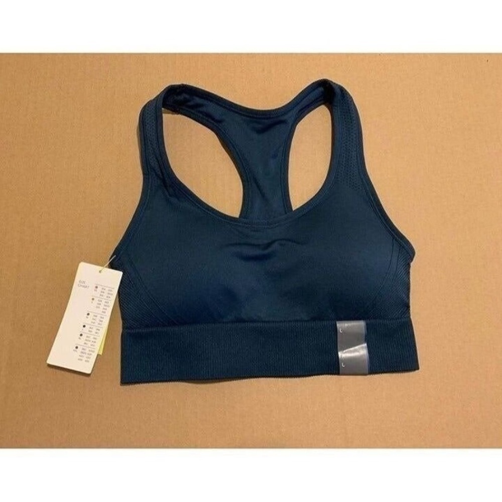All in Motion Blue Sports Bra Seamless Comfort